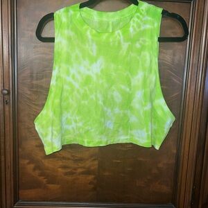 Lululemon Athletica Green and White Boxy Muscle Tee